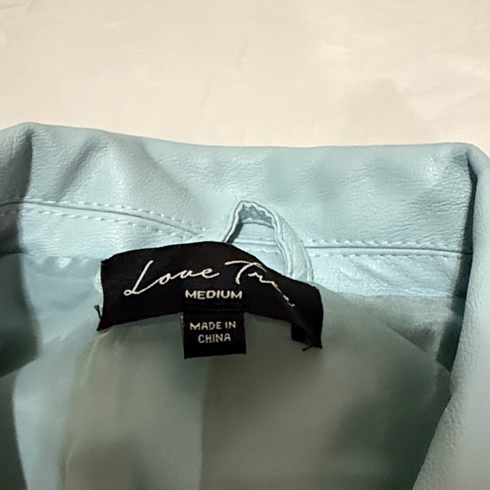Light Blue Leather Jacket - Picture 2 of 4